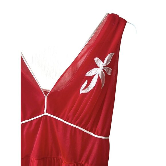 CHARMODE Red Sissy Negligee Nightgown Mid Length sheer pleated accordian Dress - Picture 4 of 14